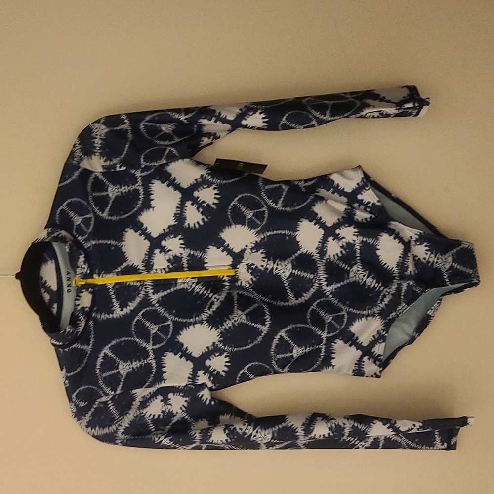 DKNY Girls Long Sleeve Swimsuit Rashguards, Size 14